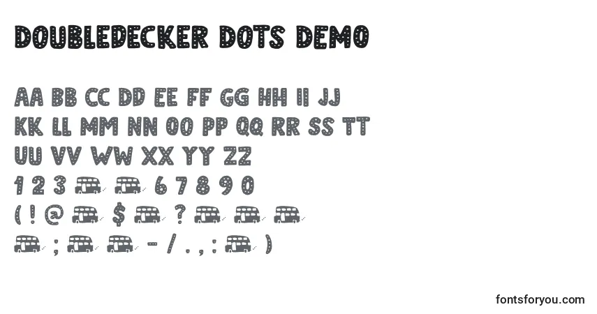 Шрифт Doubledecker Dots DEMO – алфавит, цифры, специальные символы