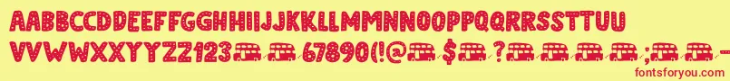 Doubledecker Dots DEMO Font – Red Fonts on Yellow Background