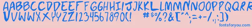 doujin Font – Blue Fonts on Pink Background