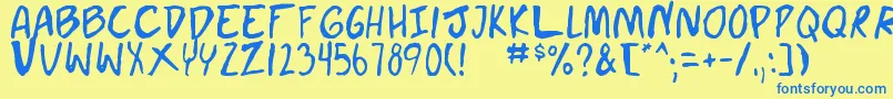 doujin Font – Blue Fonts on Yellow Background