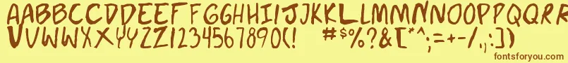 doujin Font – Brown Fonts on Yellow Background