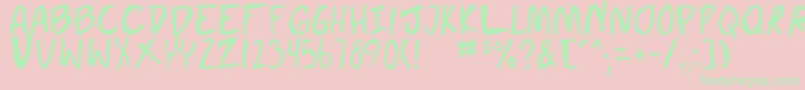 doujin Font – Green Fonts on Pink Background
