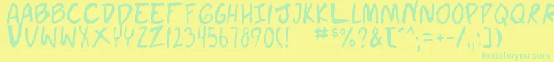 doujin Font – Green Fonts on Yellow Background