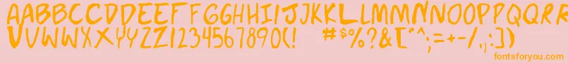 doujin Font – Orange Fonts on Pink Background