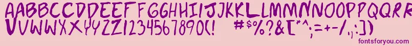 doujin Font – Purple Fonts on Pink Background