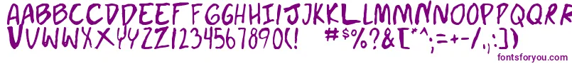 doujin-Schriftart – Violette Schriften auf weißem Hintergrund