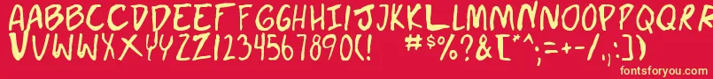 doujin-fontti – keltaiset fontit punaisella taustalla