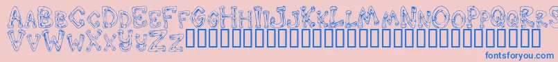 DOWND   -fontti – siniset fontit vaaleanpunaisella taustalla