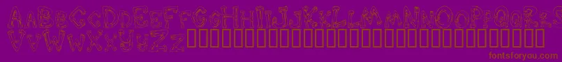 DOWND   -fontti – ruskeat fontit violetilla taustalla