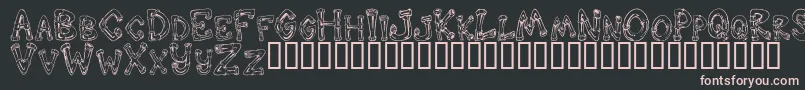 DOWND   -fontti – vaaleanpunaiset fontit mustalla taustalla