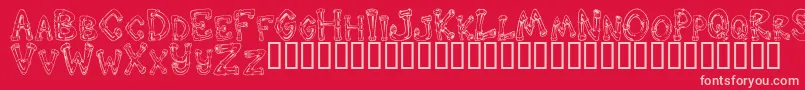 DOWND   -fontti – vaaleanpunaiset fontit punaisella taustalla
