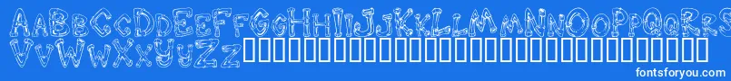 DOWND   -fontti – valkoiset fontit sinisellä taustalla