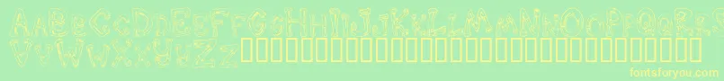 DOWND   -fontti – keltaiset fontit vihreällä taustalla