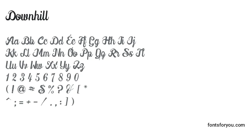 Fuente Downhill - alfabeto, números, caracteres especiales