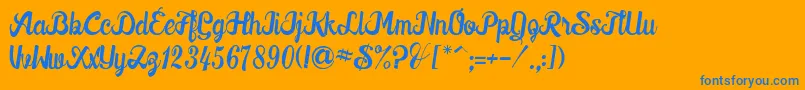 Downhill-Schriftart – Blaue Schriften auf orangefarbenem Hintergrund
