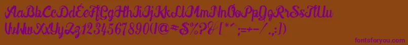 Downhill-Schriftart – Violette Schriften auf braunem Hintergrund