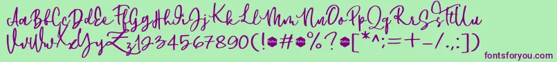 Downtown DEMO Font – Purple Fonts on Green Background