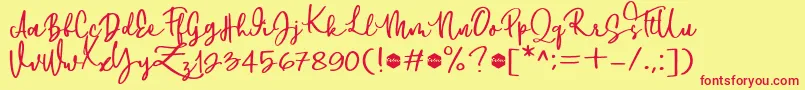 Downtown DEMO-Schriftart – Rote Schriften auf gelbem Hintergrund