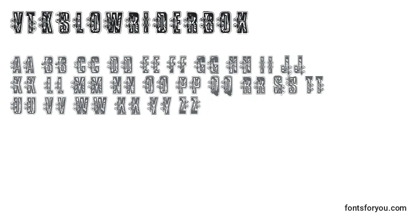 Schriftart VtksLowriderbox – Alphabet, Zahlen, spezielle Symbole