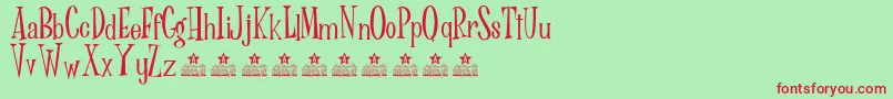 Dr Phibes Personal Use-Schriftart – Rote Schriften auf grünem Hintergrund