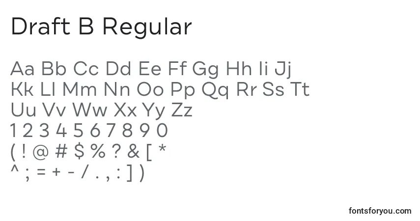 Czcionka Draft B Regular – alfabet, cyfry, specjalne znaki