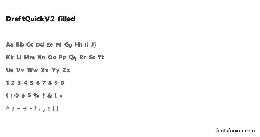 Czcionka DraftQuickV2 filled – alfabet, cyfry, specjalne znaki