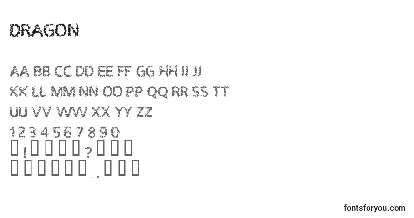 Fuente DRAGON (125428) - alfabeto, números, caracteres especiales