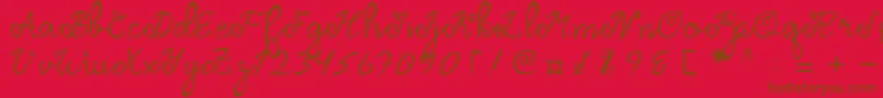 Weitere Informationen zur Dragonfly Script-Schriftart Dragonfly Script-Schriftart – Braune Schriften auf rotem Hintergrund