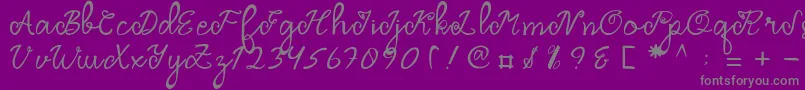 フォントDragonfly Script – 紫の背景に灰色の文字