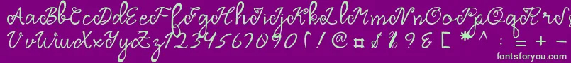 Fonte Dragonfly Script – fontes verdes em um fundo violeta