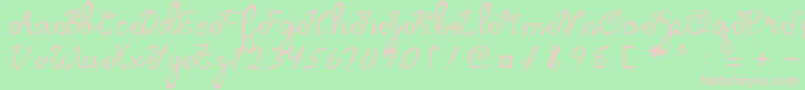フォントDragonfly Script – 緑の背景にピンクのフォント