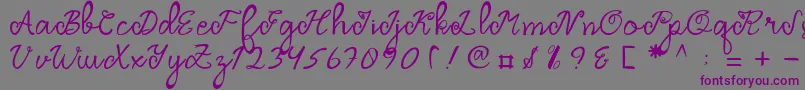 フォントDragonfly Script – 紫色のフォント、灰色の背景