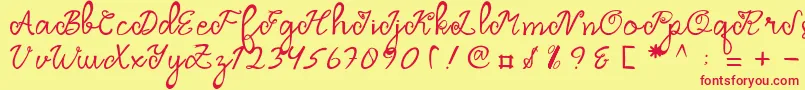 フォントDragonfly Script – 赤い文字の黄色い背景