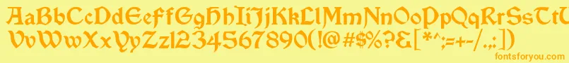 フォントVinque – オレンジの文字が黄色の背景にあります。