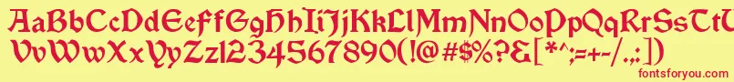 Vinque-fontti – punaiset fontit keltaisella taustalla