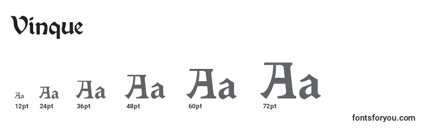 Размеры шрифта Vinque
