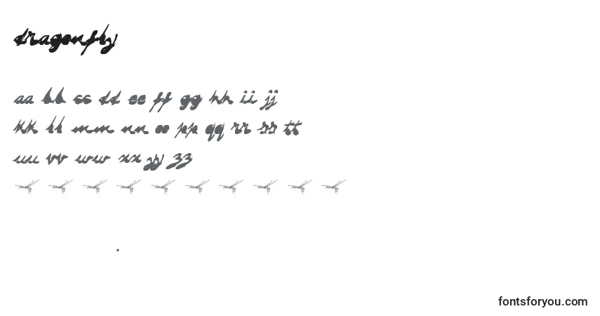 Schriftart DRAGONFLY (125430) – Alphabet, Zahlen, spezielle Symbole