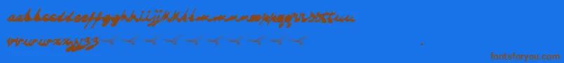 DRAGONFLY-Schriftart – Braune Schriften auf blauem Hintergrund