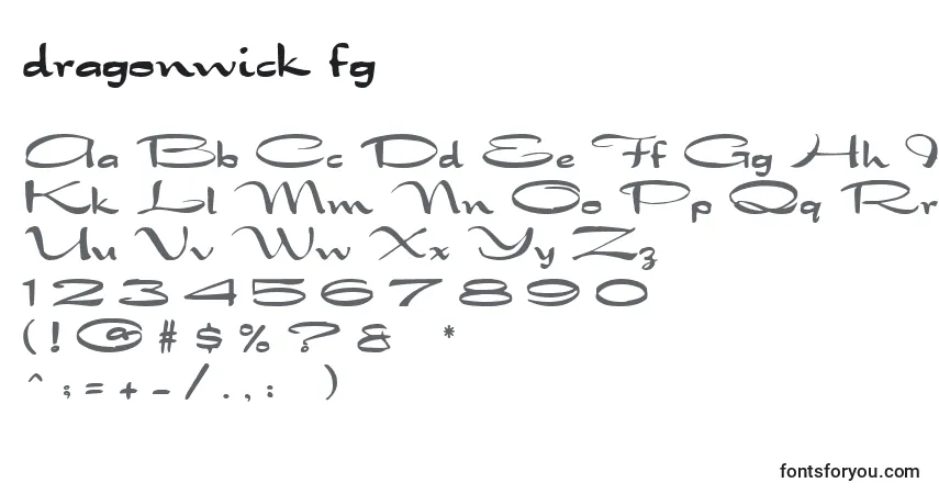 Czcionka Dragonwick fg – alfabet, cyfry, specjalne znaki