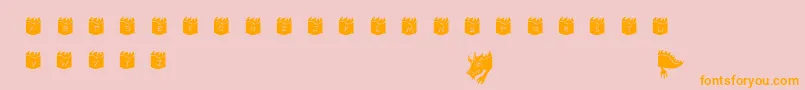 フォントdragoon – オレンジの文字がピンクの背景にあります。