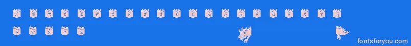 dragoon-fontti – vaaleanpunaiset fontit sinisellä taustalla
