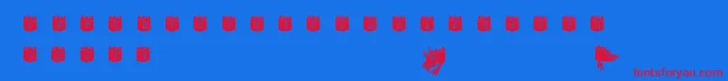 dragoon-Schriftart – Rote Schriften auf blauem Hintergrund