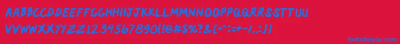 フォントDragos – 赤い背景に青い文字