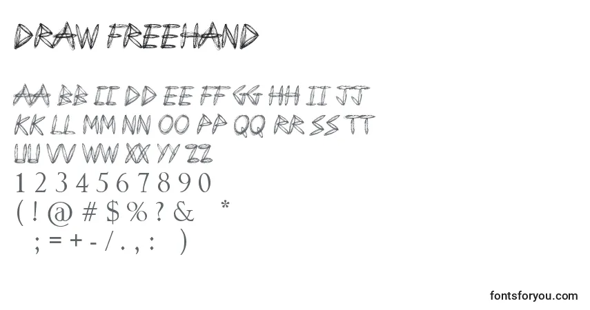 A fonte Draw Freehand – alfabeto, números, caracteres especiais