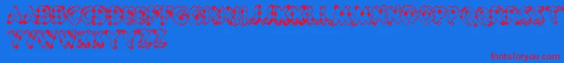 フォントPessimisticLines – 赤い文字の青い背景