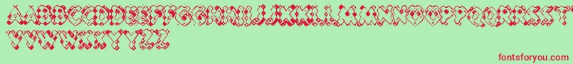 PessimisticLines-Schriftart – Rote Schriften auf grünem Hintergrund