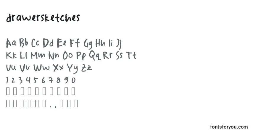 Czcionka Drawersketches – alfabet, cyfry, specjalne znaki