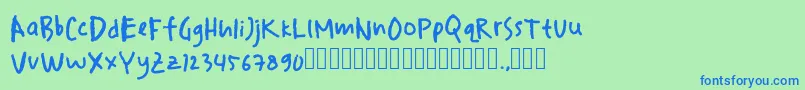 Czcionka drawersketches – niebieskie czcionki na zielonym tle