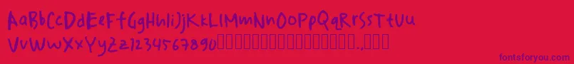 drawersketches Font – Purple Fonts on Red Background