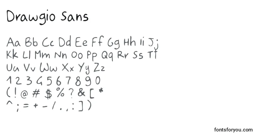 Drawgio Sans-fontti – aakkoset, numerot, erikoismerkit